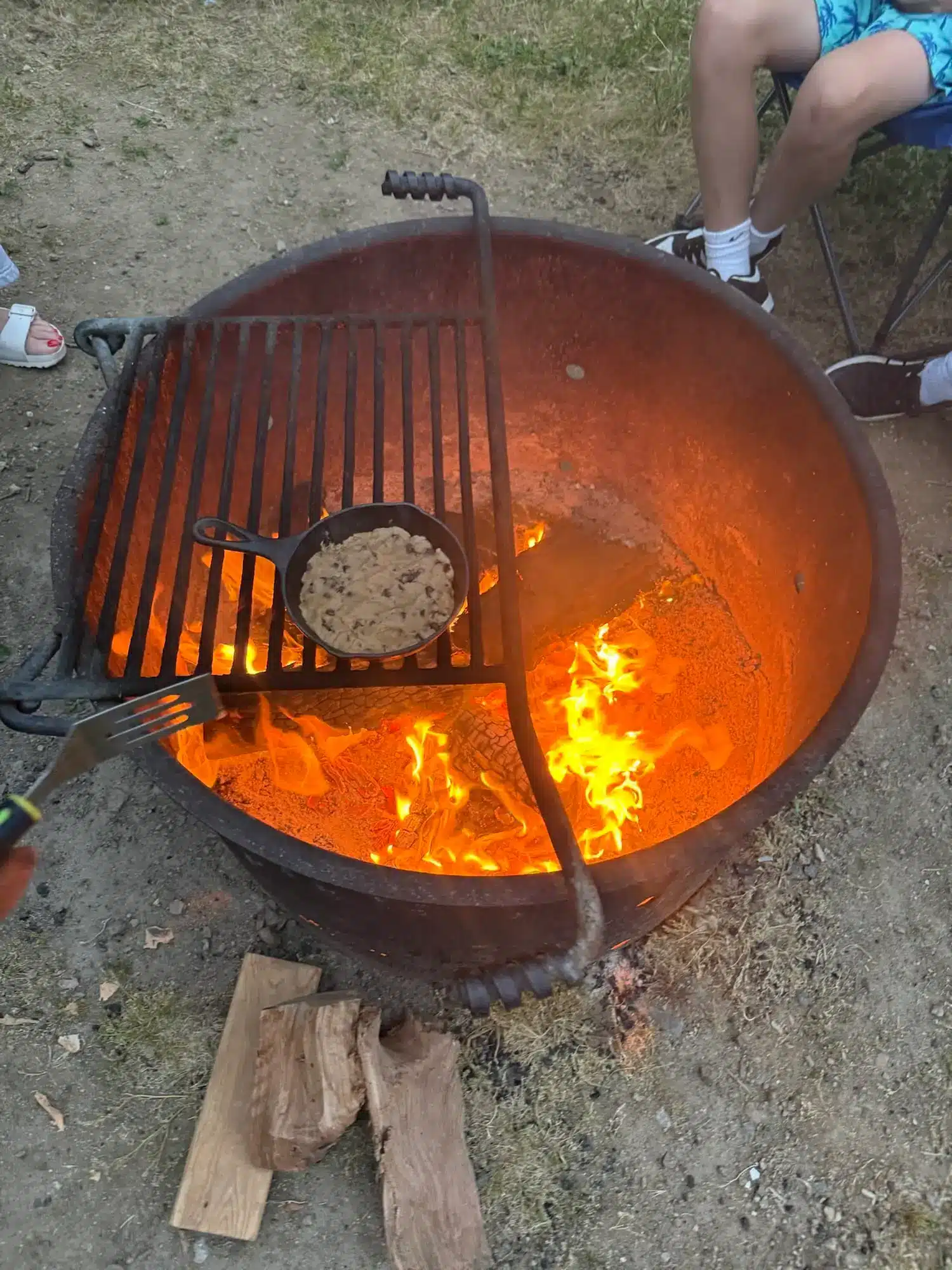 Cooking an easy and delicious campfire dessert over a fire while camping.