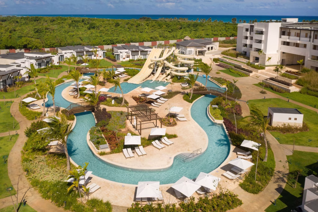 Waterslides and lazy river at one of the best family resorts in Punta Cana