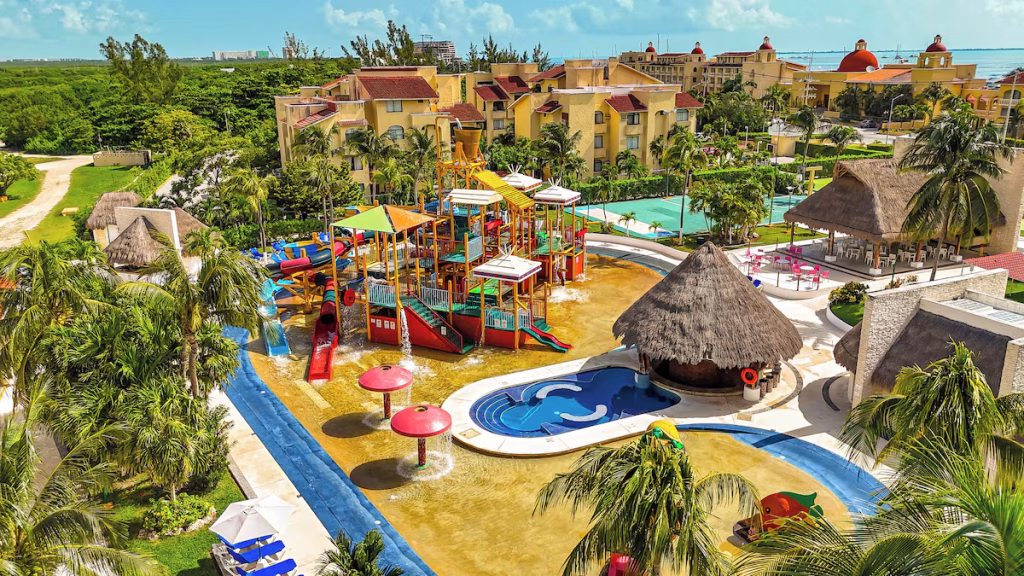 Waterslides at one of the cheapest all inclusive resorts in Cancun