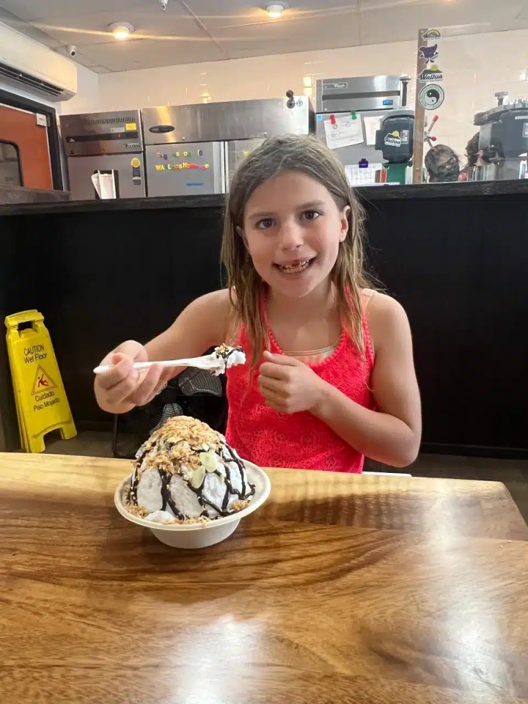 The first shave ice outing on our Kauai family vacation