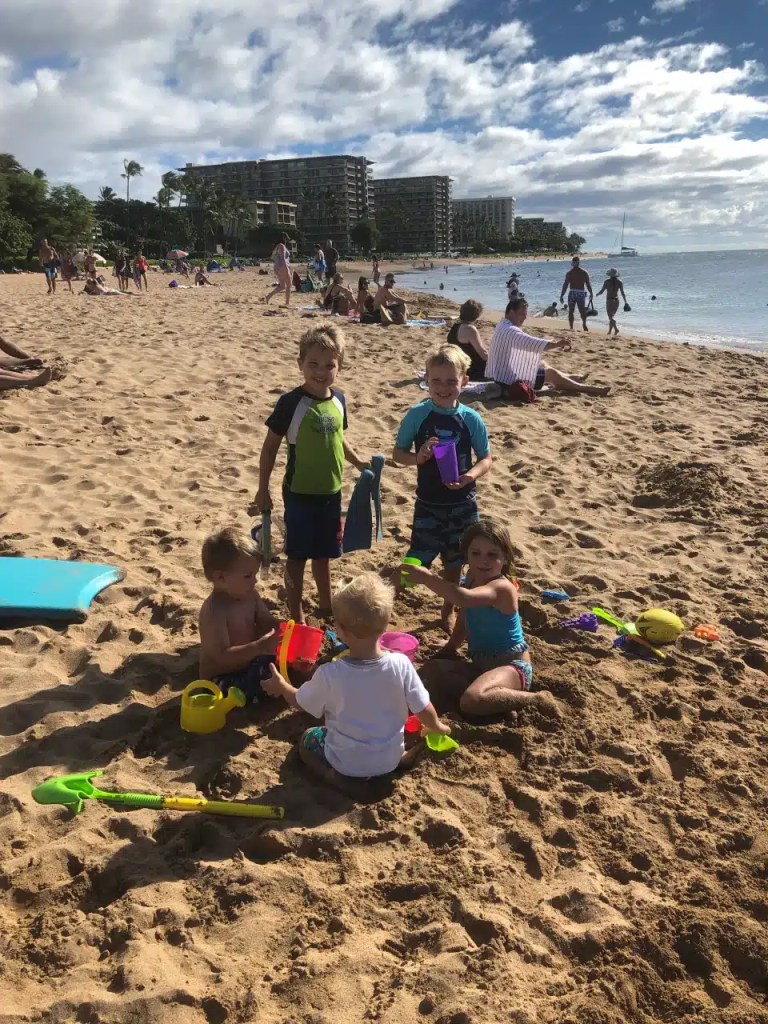 The kids playing at Black Rock Beach in Maui