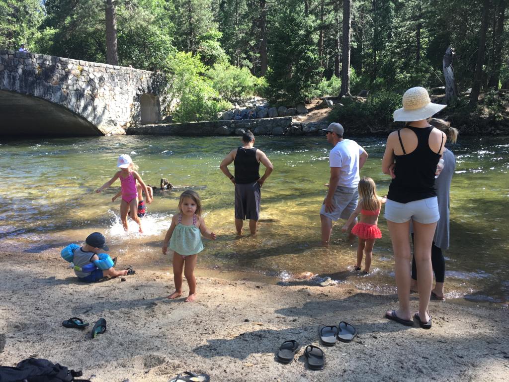 Enjoying the river at one of the best campgrounds in Yosemite Valley