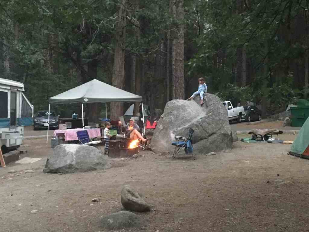 Enjoying a fire at one of the best campgrounds in Yosemite