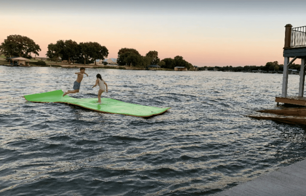 Having a blast in the lake behind one of the best Airbnbs in Austin