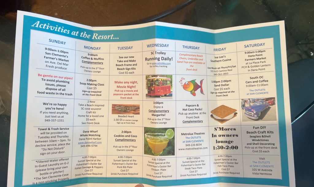 One perk if you buy a timeshare is the event calendars at the resorts--full of fun activities
