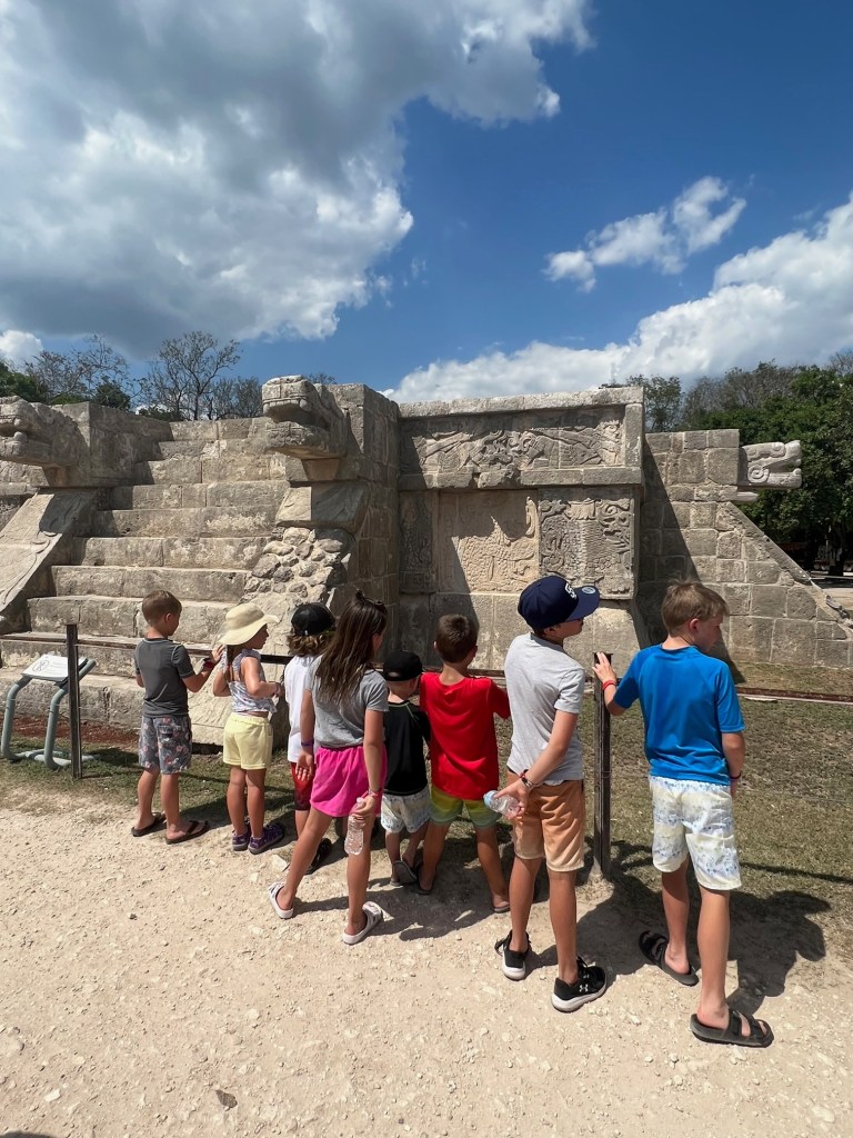 The kids enjoying the Chichen Itza tour
