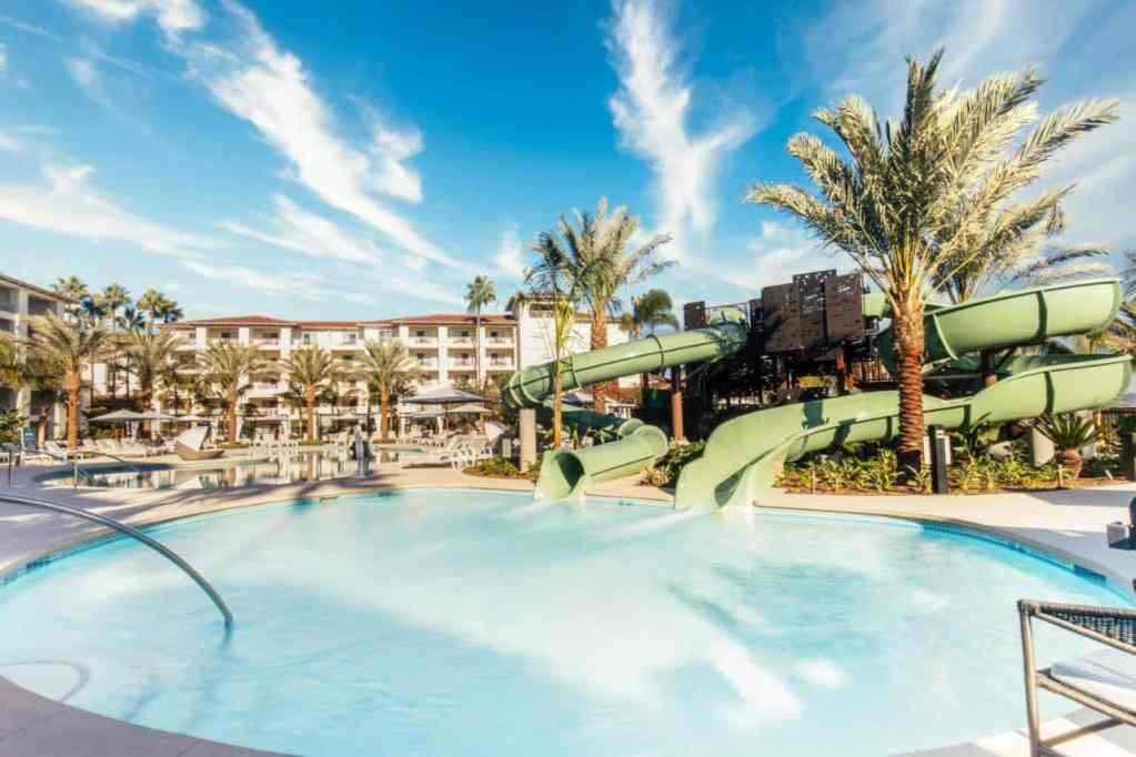 The double waterslides at Park Hyatt make this one the the hotels with best pools in San Diego.