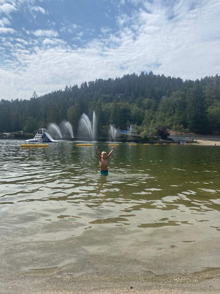 My youngest enjoying the swim area at the Lake Gregory water park