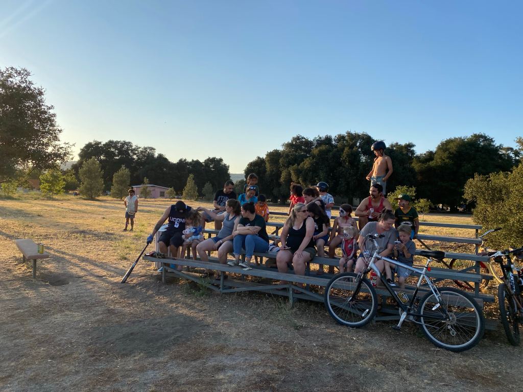 The bleachers at the ballpark in the Potrero camground