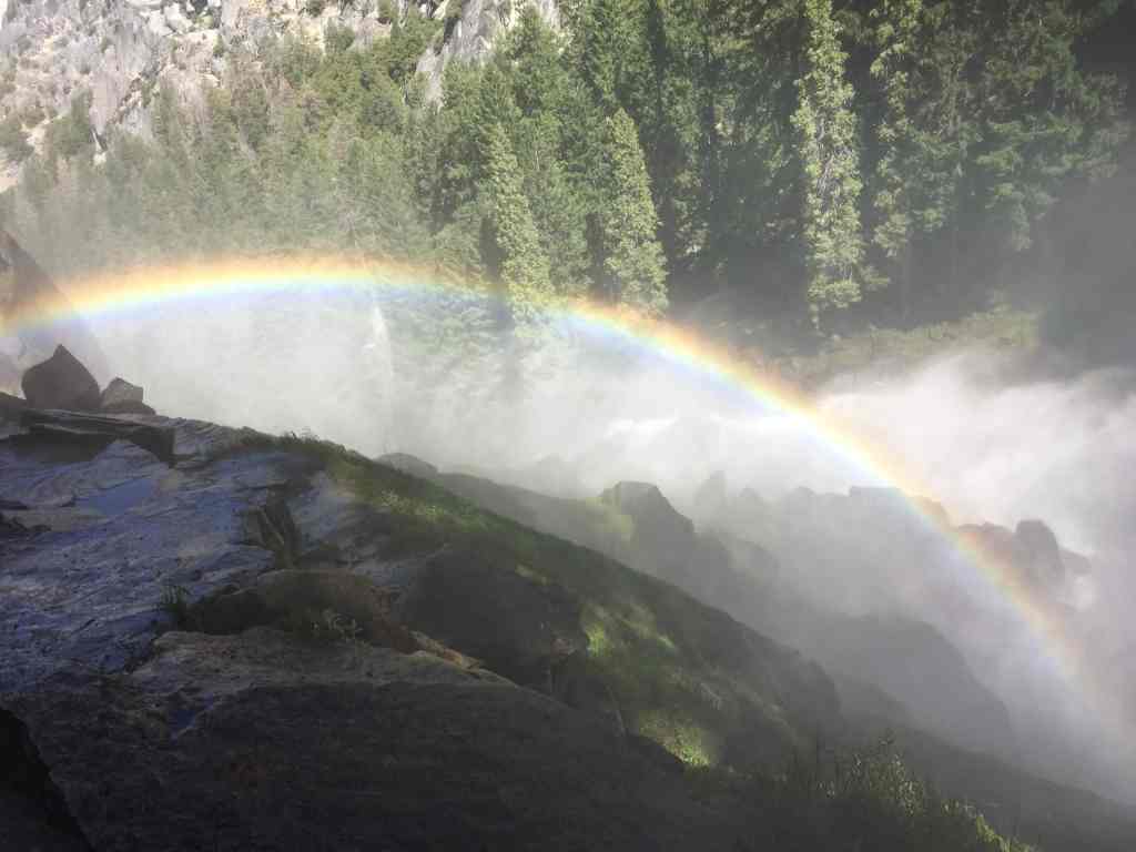 A rainbow on the Panorama Trail in Yosemite