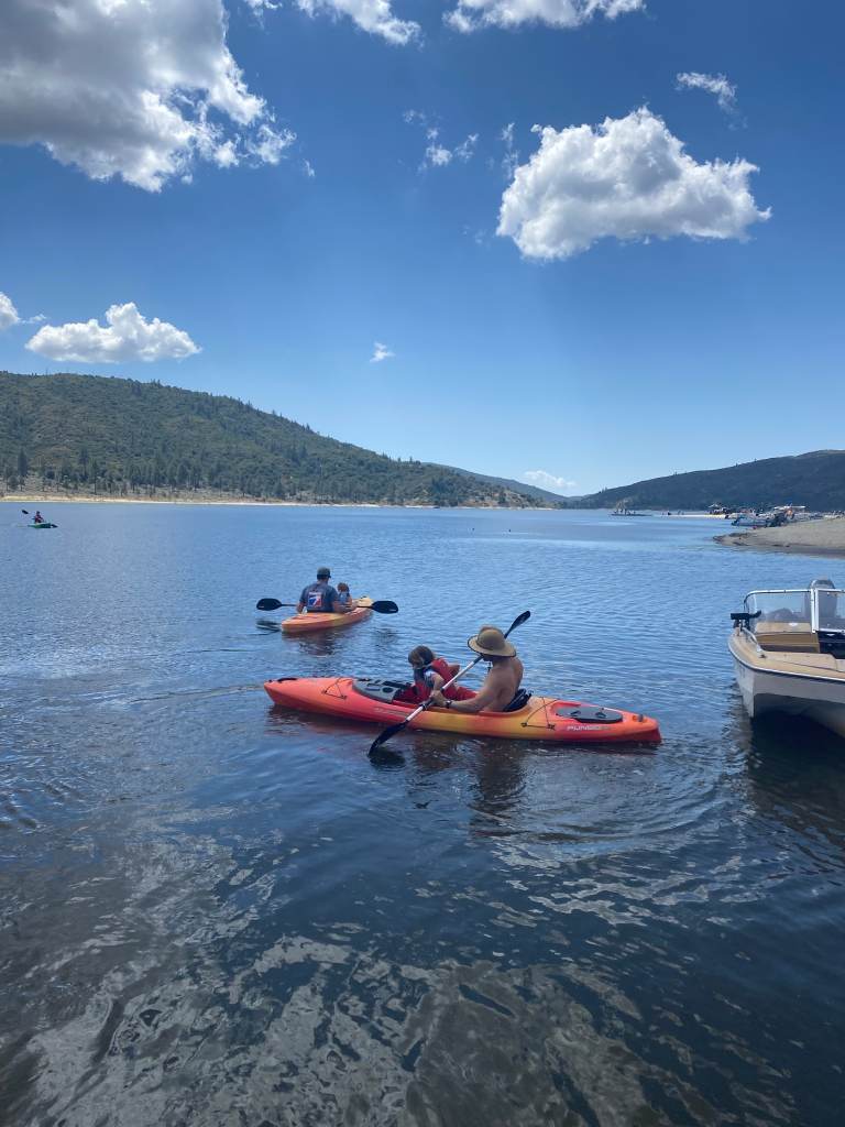 We went kayaking while camping at Lake Hemet