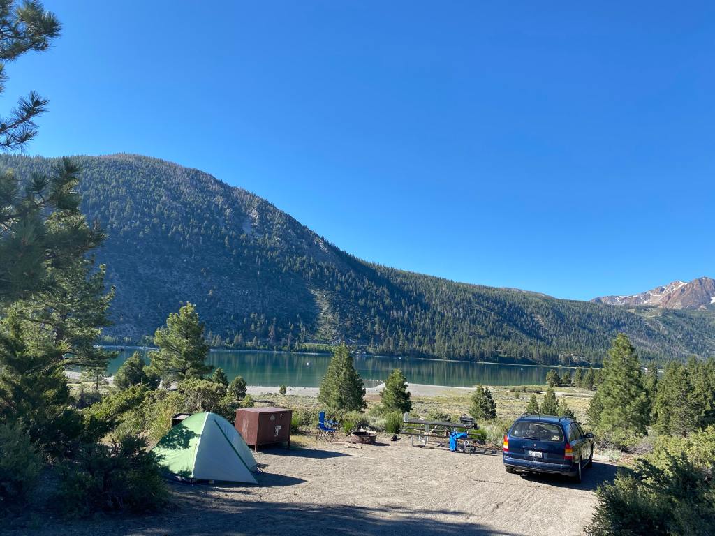 A view of June Lake from a campsite in the June Lake Oh Ridge campground