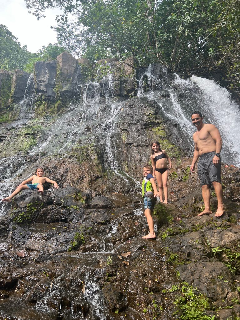 Another waterfall during one of the kid-friendly hikes in Kauai