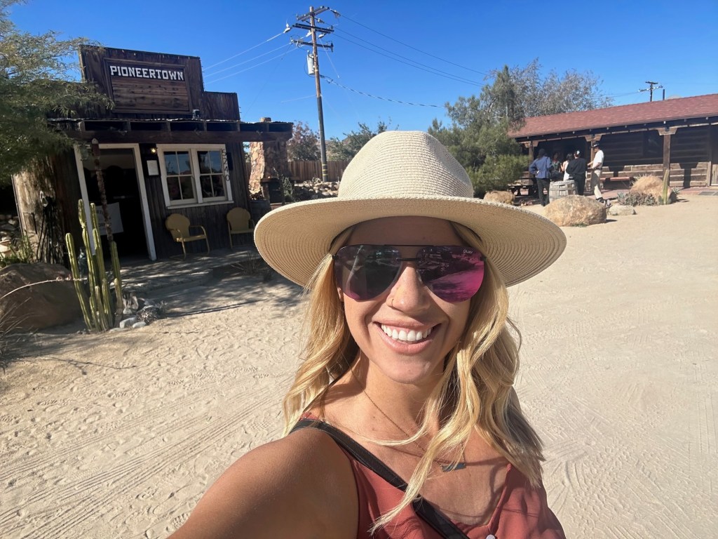 Me standing outside of the Pioneertown Motel in Pioneertown Joshua Tree.