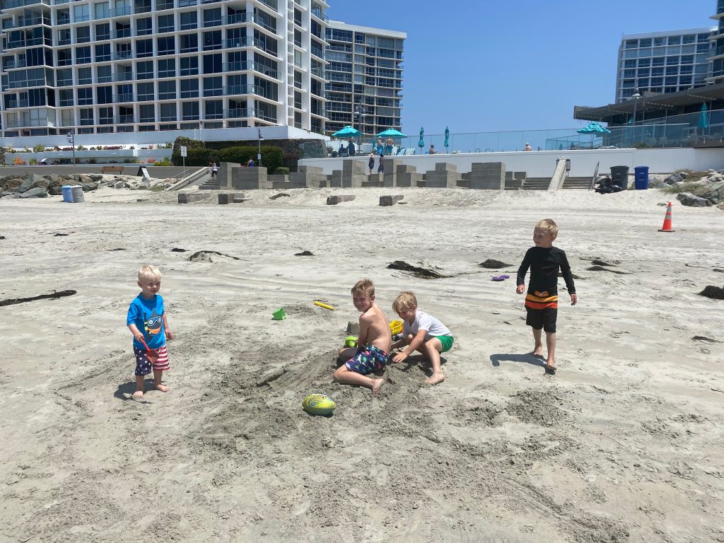 Playing in the sand at Coronado Beach