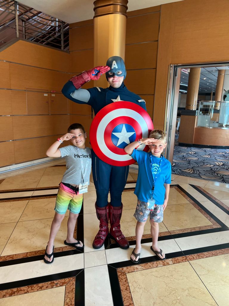Meeting Captain America on our Disney Western Caribbean cruise