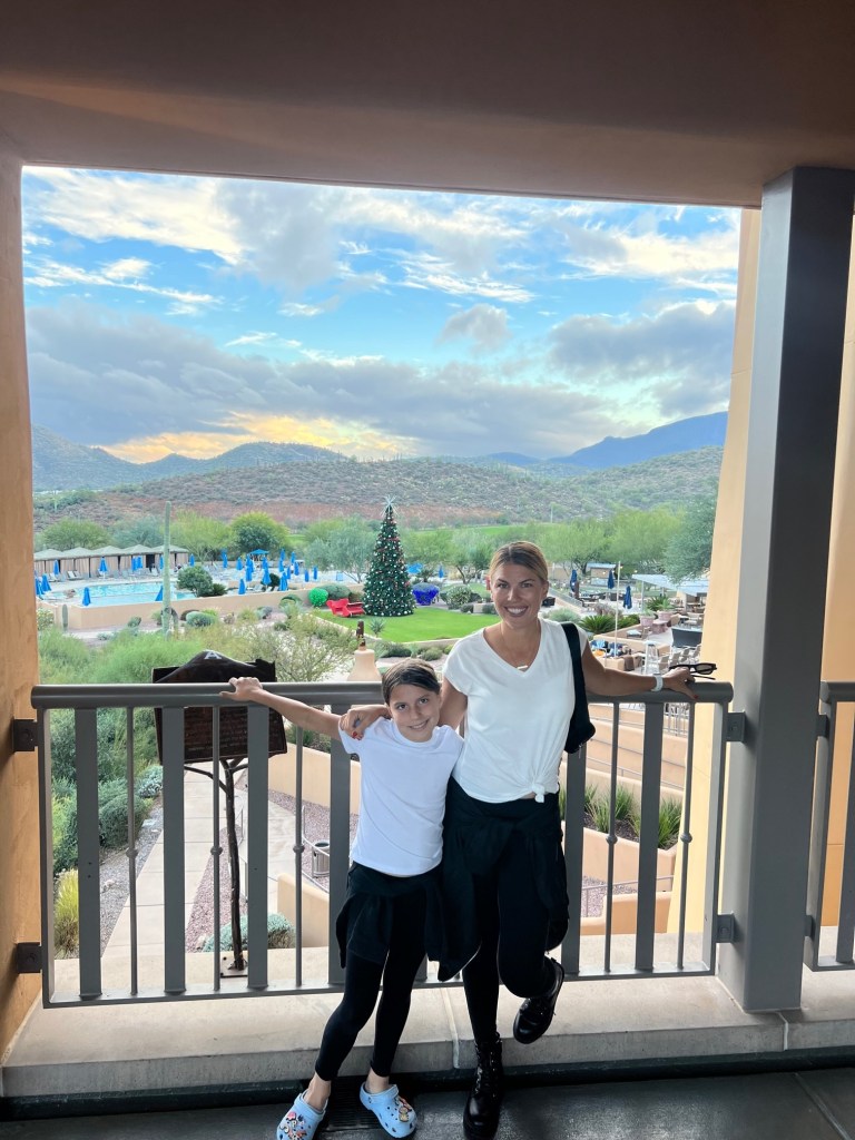 Taking a picture at the The JW Marriott Tucson Starr, a Tucson family resort.