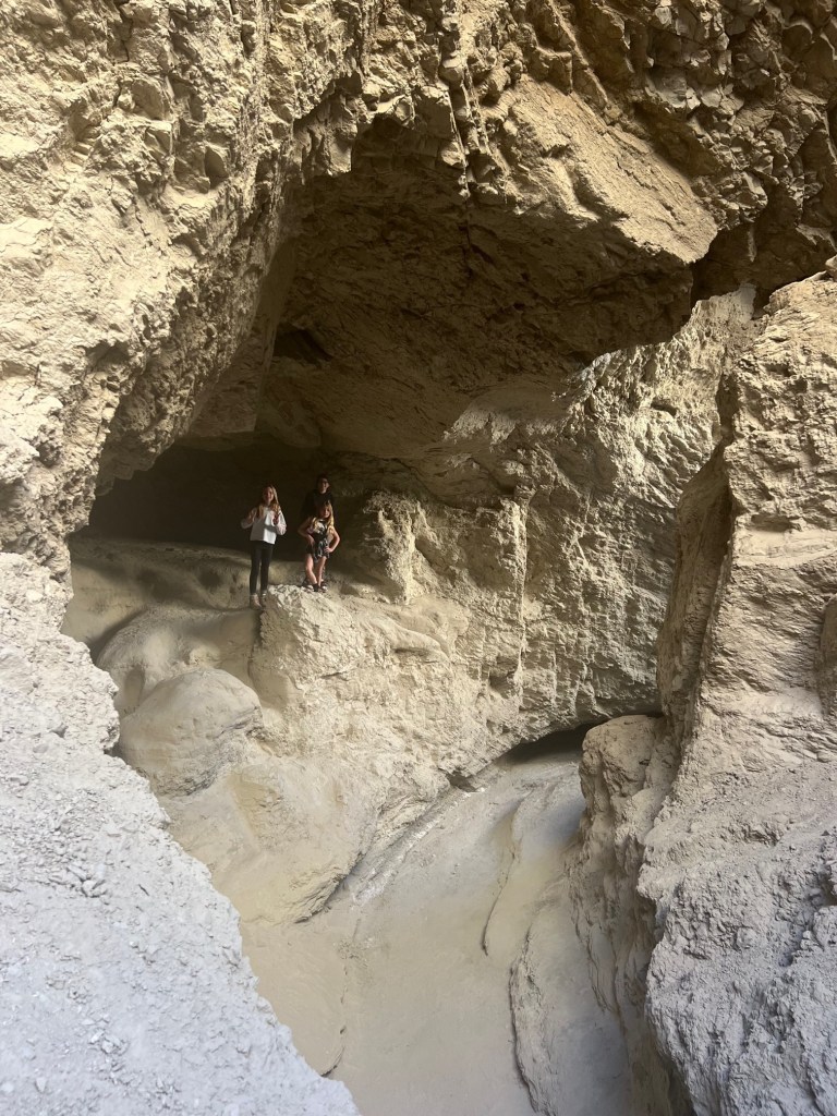 Exploring some mud caves near the Agua Caliente County Park campground