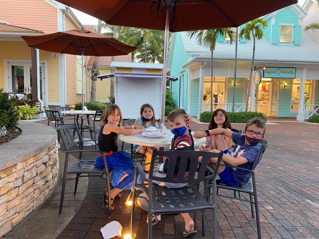 Dining outside during our Bahamas family vacation at the Atlantis