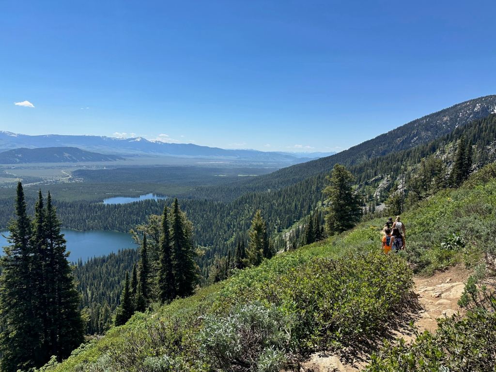 Beautiful views of lakes and mountains on a hike in Grand Teton National Park