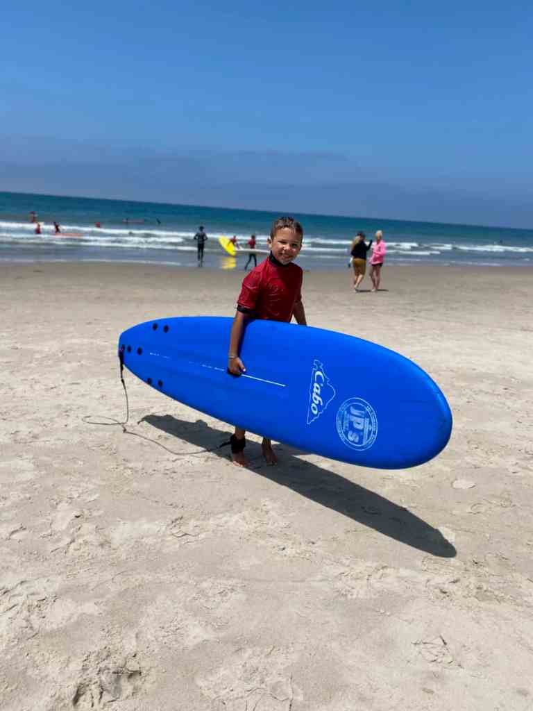 Surf lessons at the beach in San Clemente