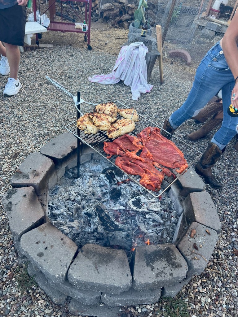 A campfire grate is one of the many cooking supplies for camping