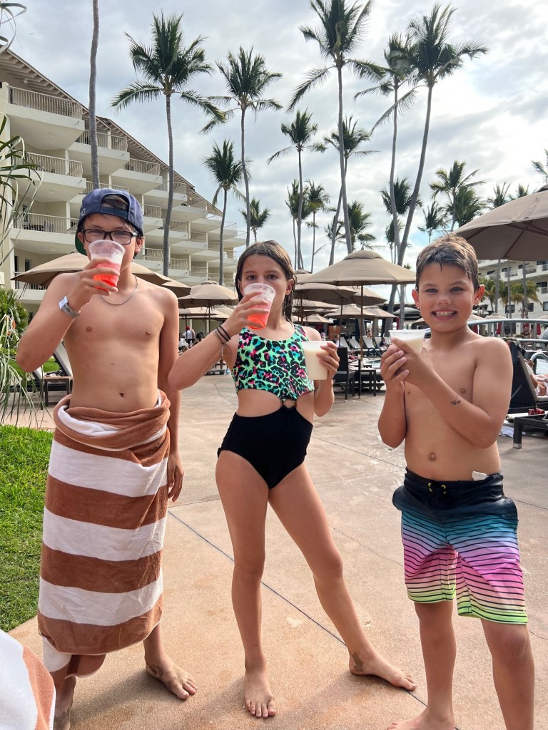 Drinking shirley temples on our puerto vallarta family vacation
