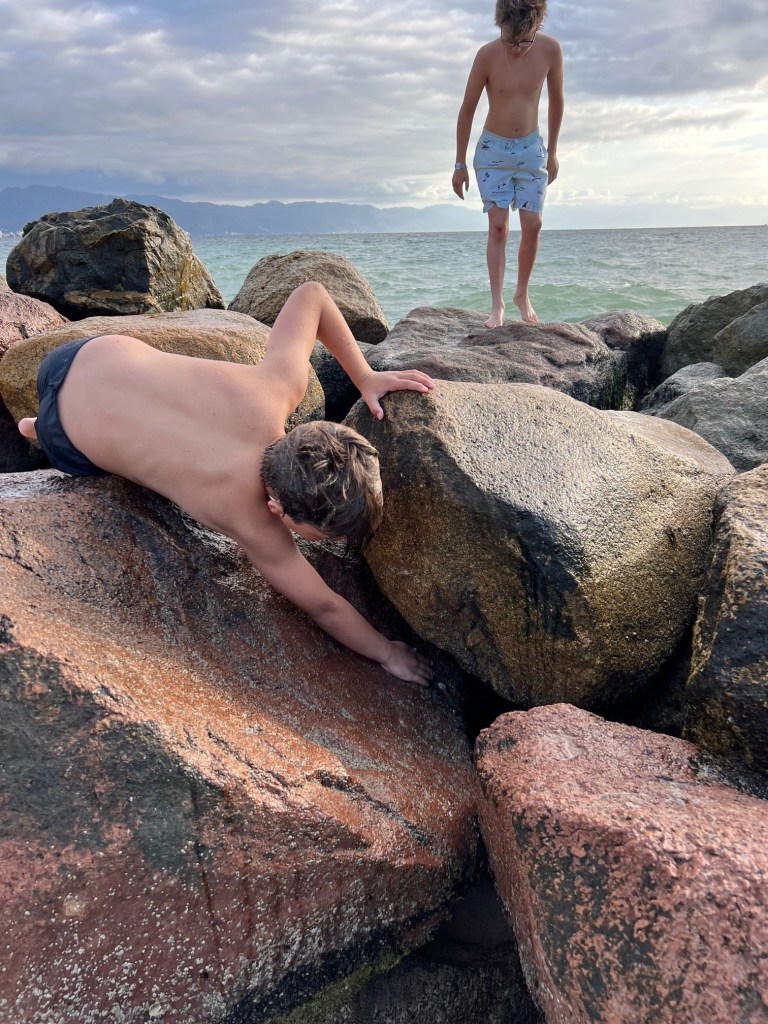 Looking for crabs is a fun thing to do on your puerto vallarta family vacation