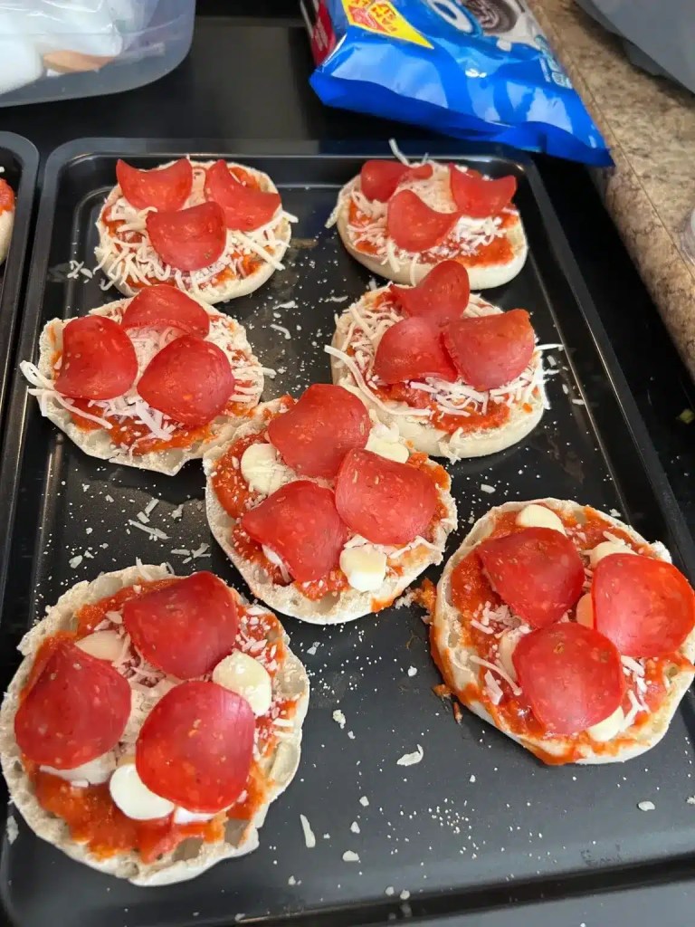 Mini pizzas are one of our favorite easy dishes for camping