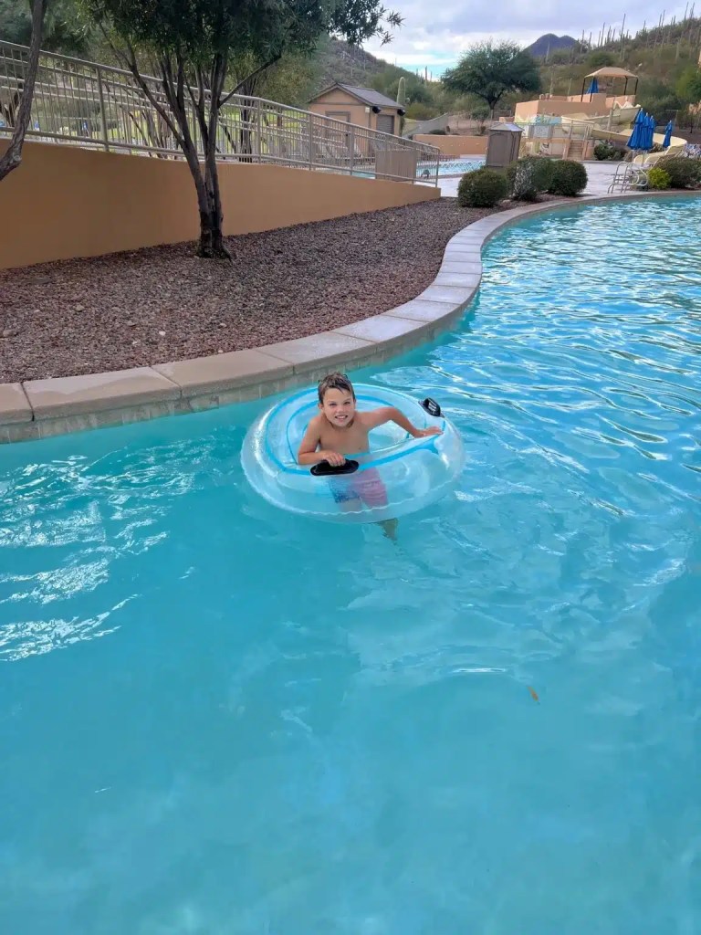 Enjoying the lazy river at an Arizona resort