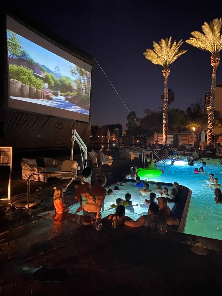 A dive-in movie at one of the fun hotels for kids