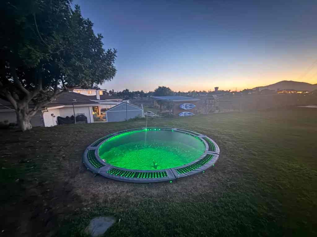 LED lights on our inground trampoline