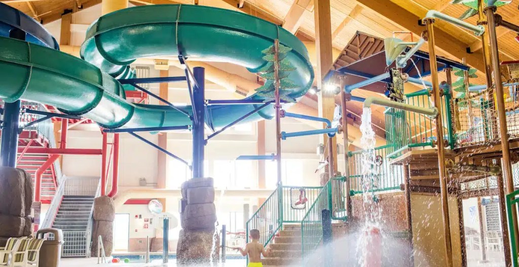 A water slide at one of the Green Bay water park hotels