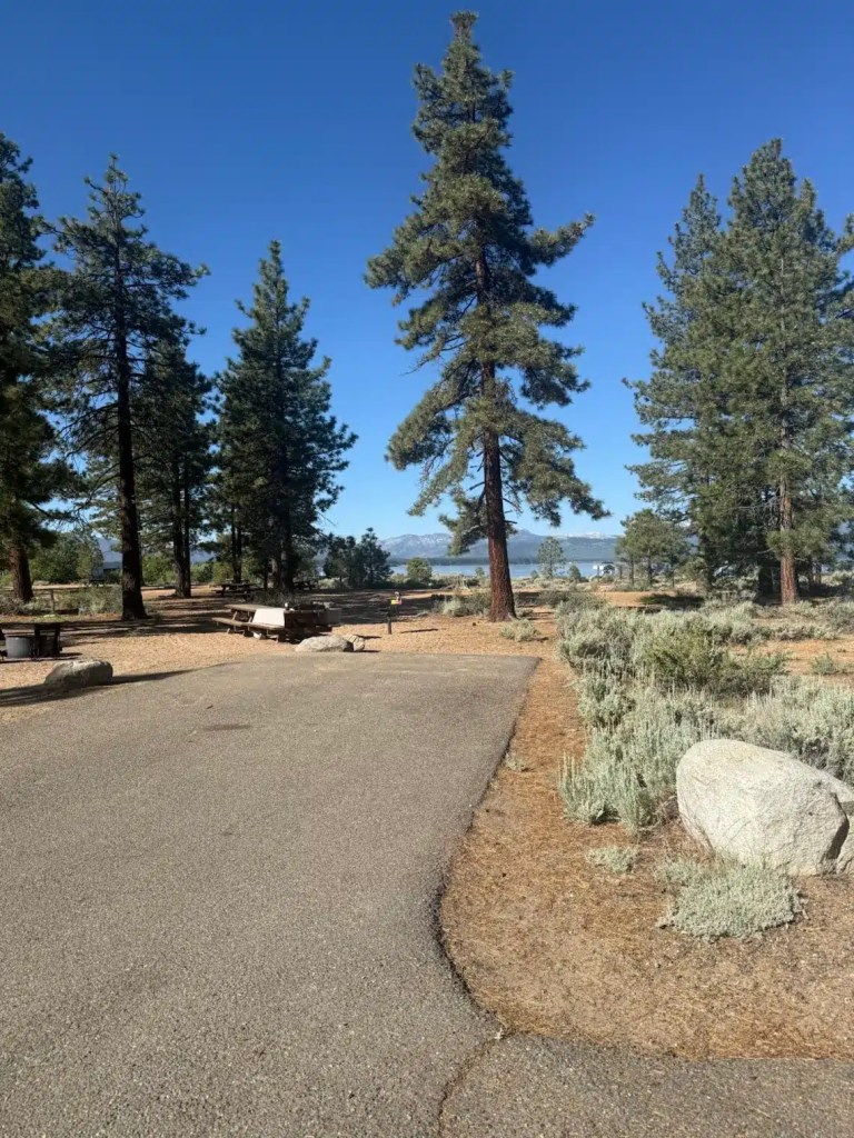 A campsite at Nevada Beach campground