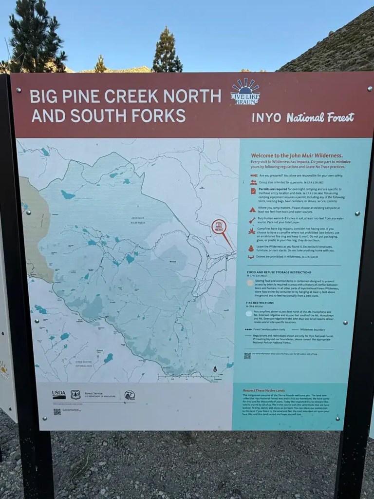 An overview of the Big Pine Lakes Trail region