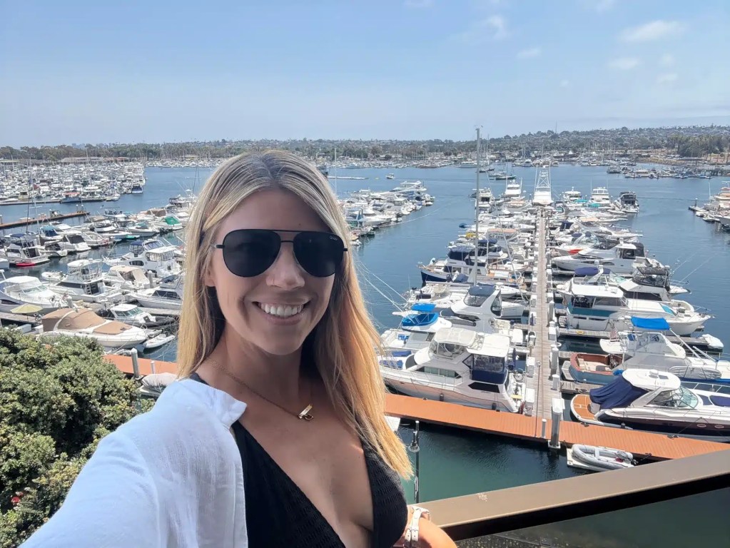 A view of the harbor from our room at the Hyatt Regency Mission Bay hotel.