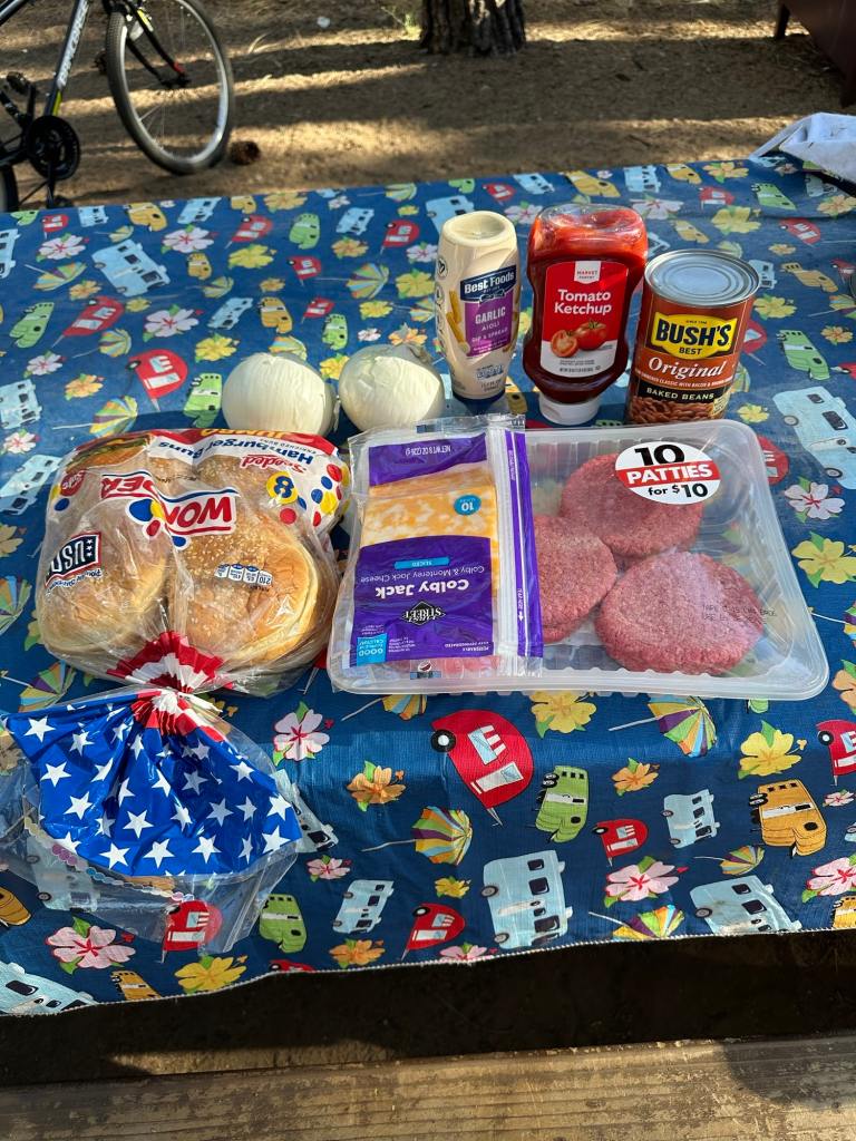 Hamburgers are an easy camping meal