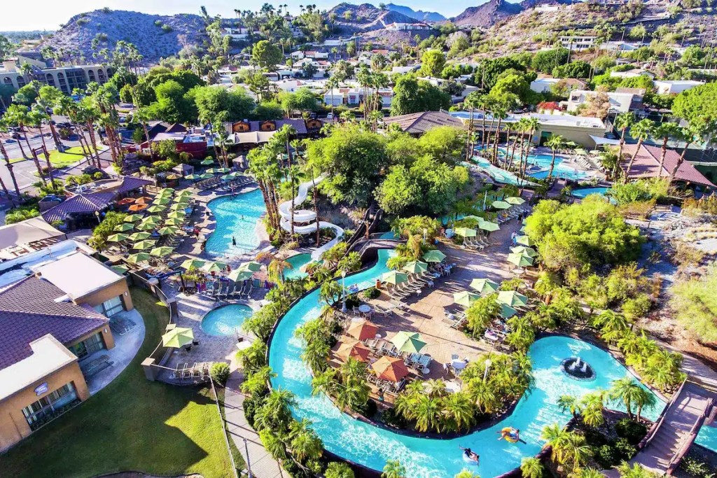 The pool complex at one of the best family friendly resorts in Phoenix