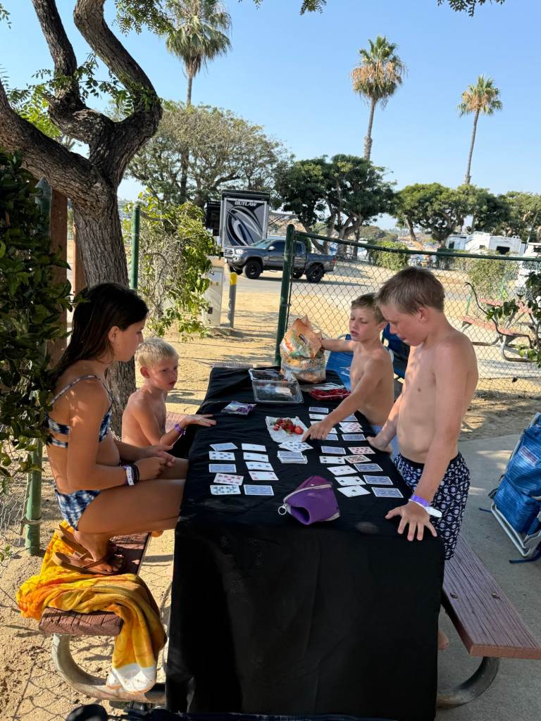 Playing games at the Newport Dunes Waterfront Resort Campground