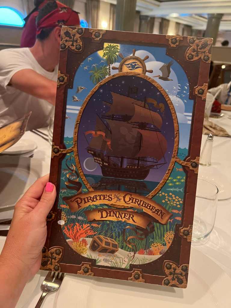 Pirate menu on the Disney Cruise