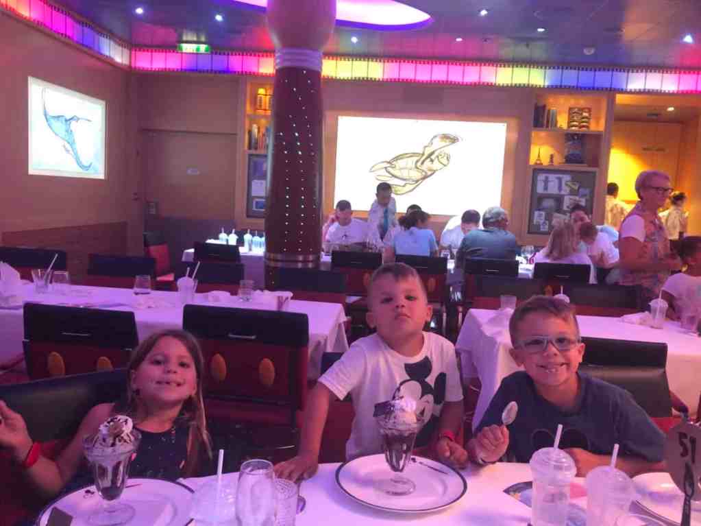 Disney Cruise dining in one of the many restaurants