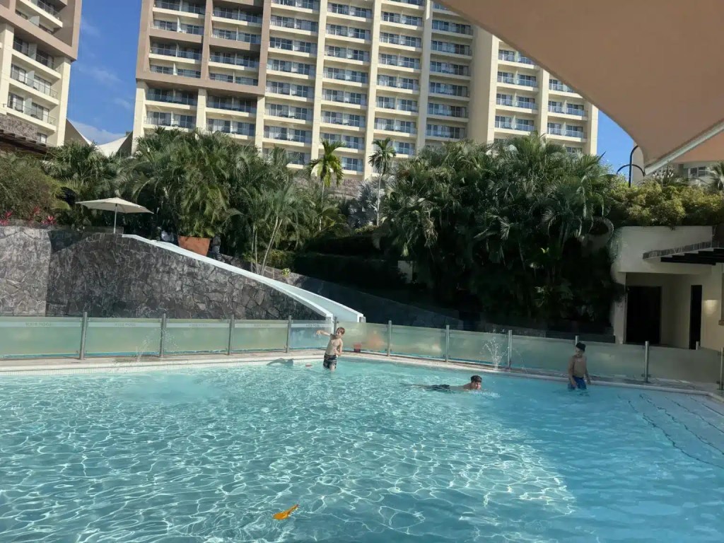 The waterslide and kids pool at the Dreams Vallarta Bay all-inclusive resort in Puerto Vallarta.