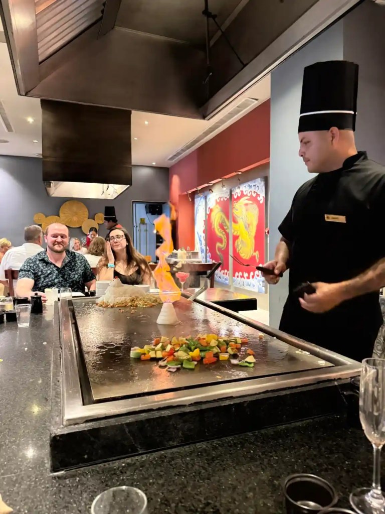 A hibachi table with chef at the Dreams Vallarta Bay resort in Puerto Vallarta.