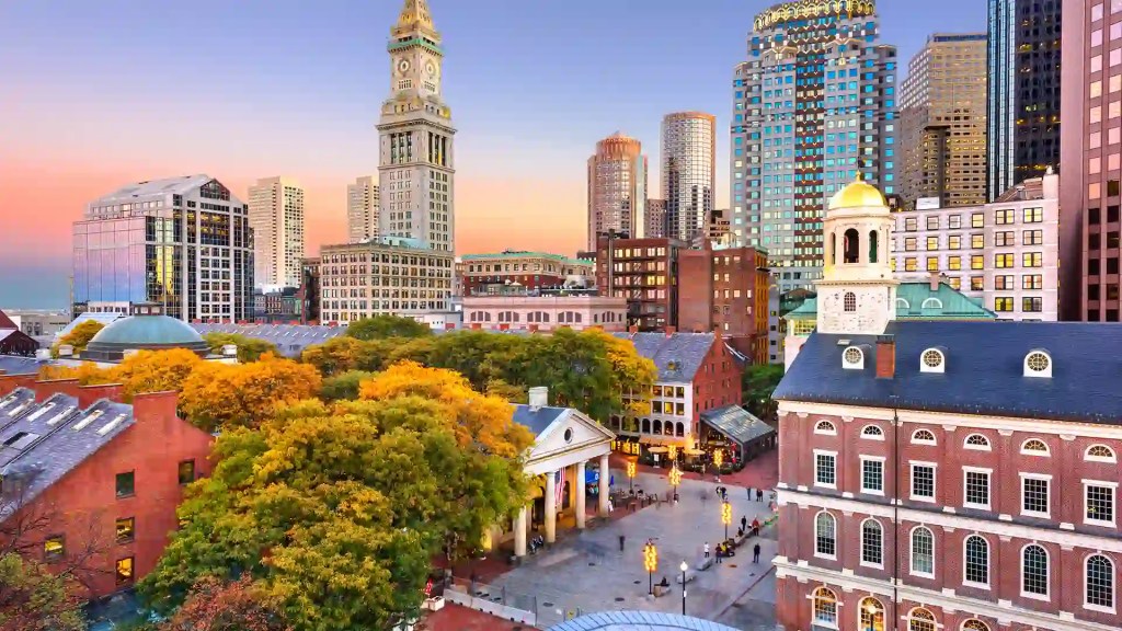 A New England city on the cruise itinerary with fall foliage