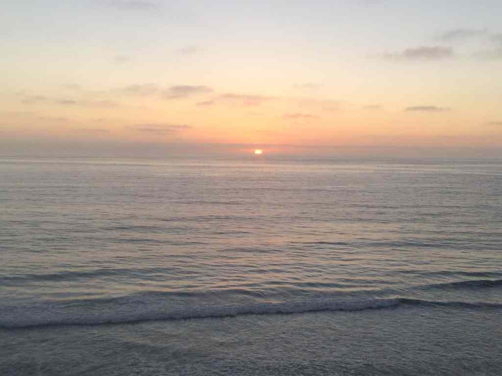 A sunset view from our campsite at South Carlsbad state beach campground