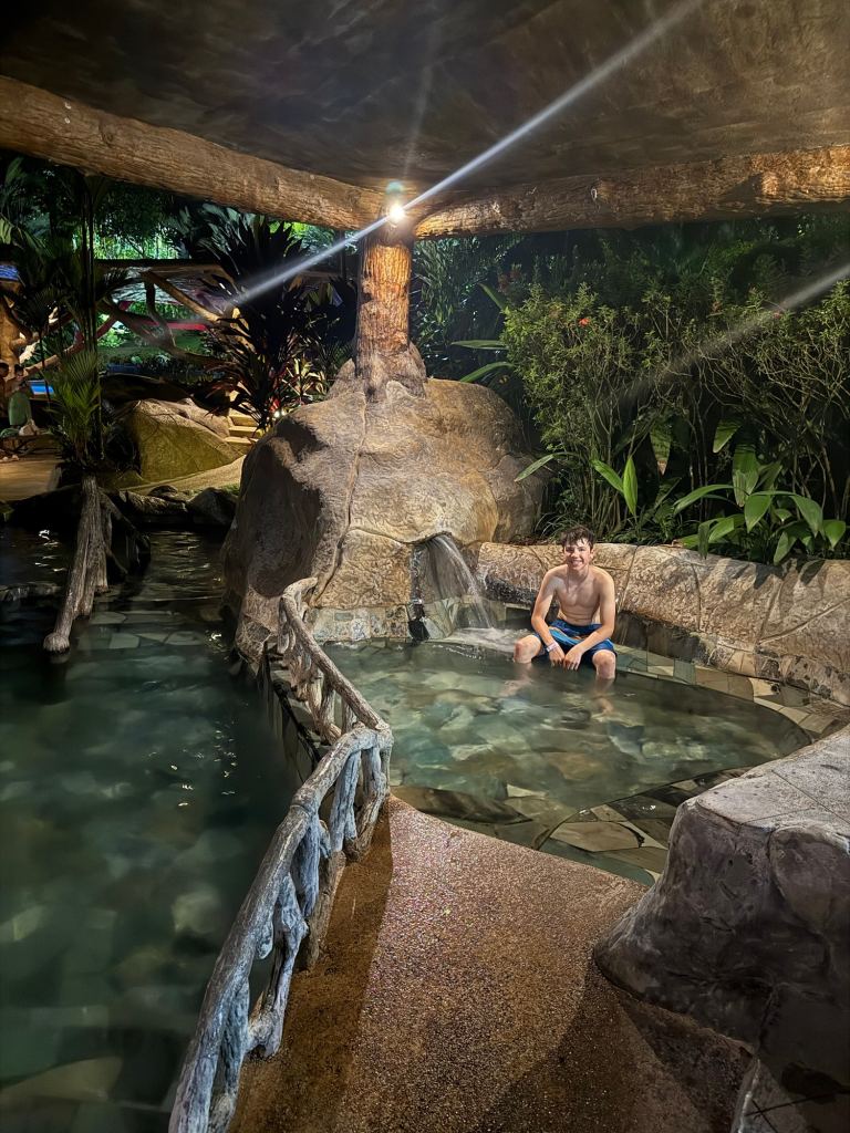 Sitting in one of the hot spring pools at the Hotel Los Lagos in Costa Rica.