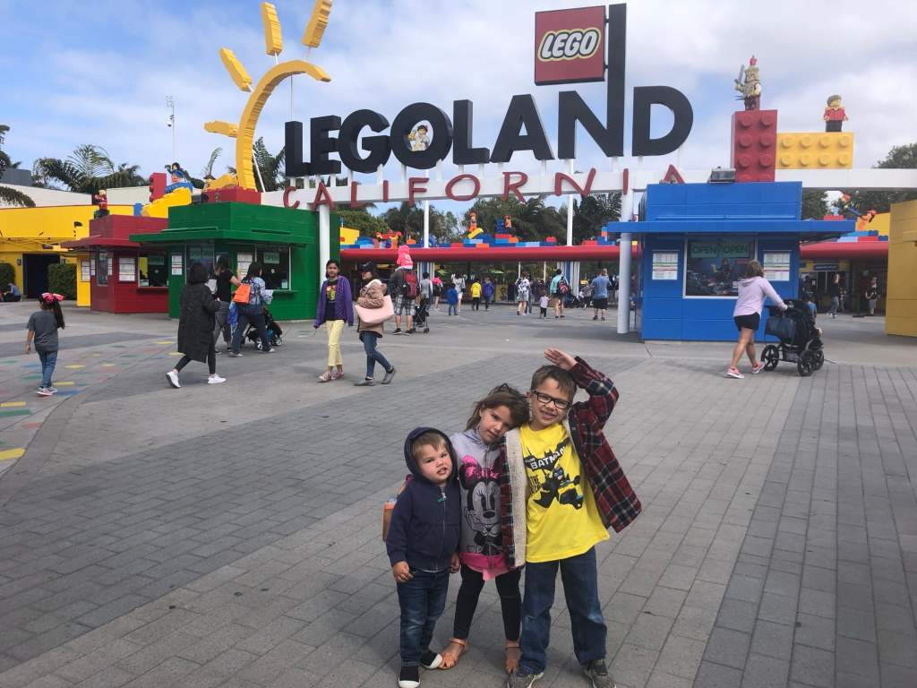 Three kids at Legoland California in Carlsbad