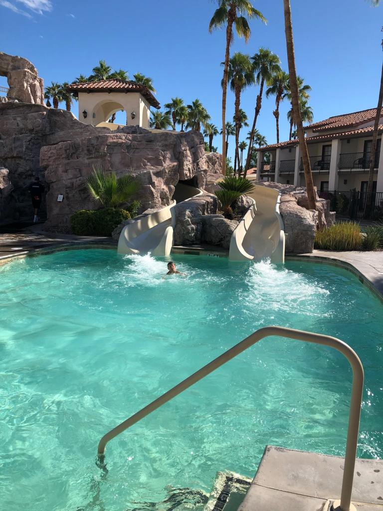 Two waterslides at the Omni Rancho Las Palmas resort in Palm Springs