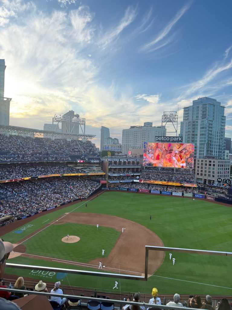 A Padres game at Petco Park, which is in downtown San Diego