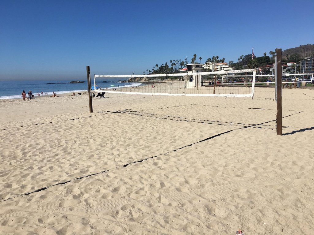 A volleyball court on the sand at one of the best Southern California beaches